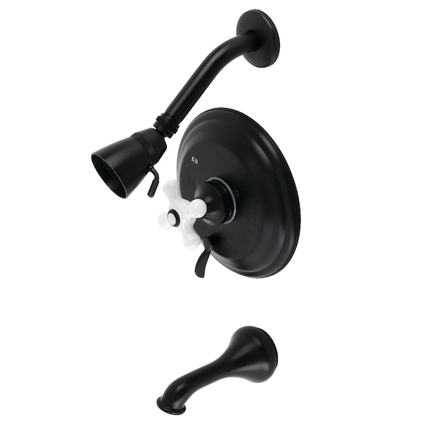 Restoration KB36300PX Tub and Shower Faucet with Porcelain Cross Handle KB36300PX - main